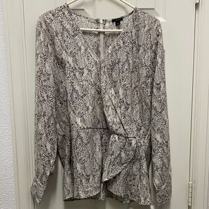 Ann Taylor Black and Cream Snake Print Blouse
